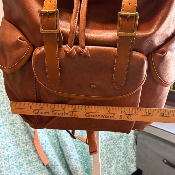 Brown Soft Leather Backpack - Picture 5 of 13